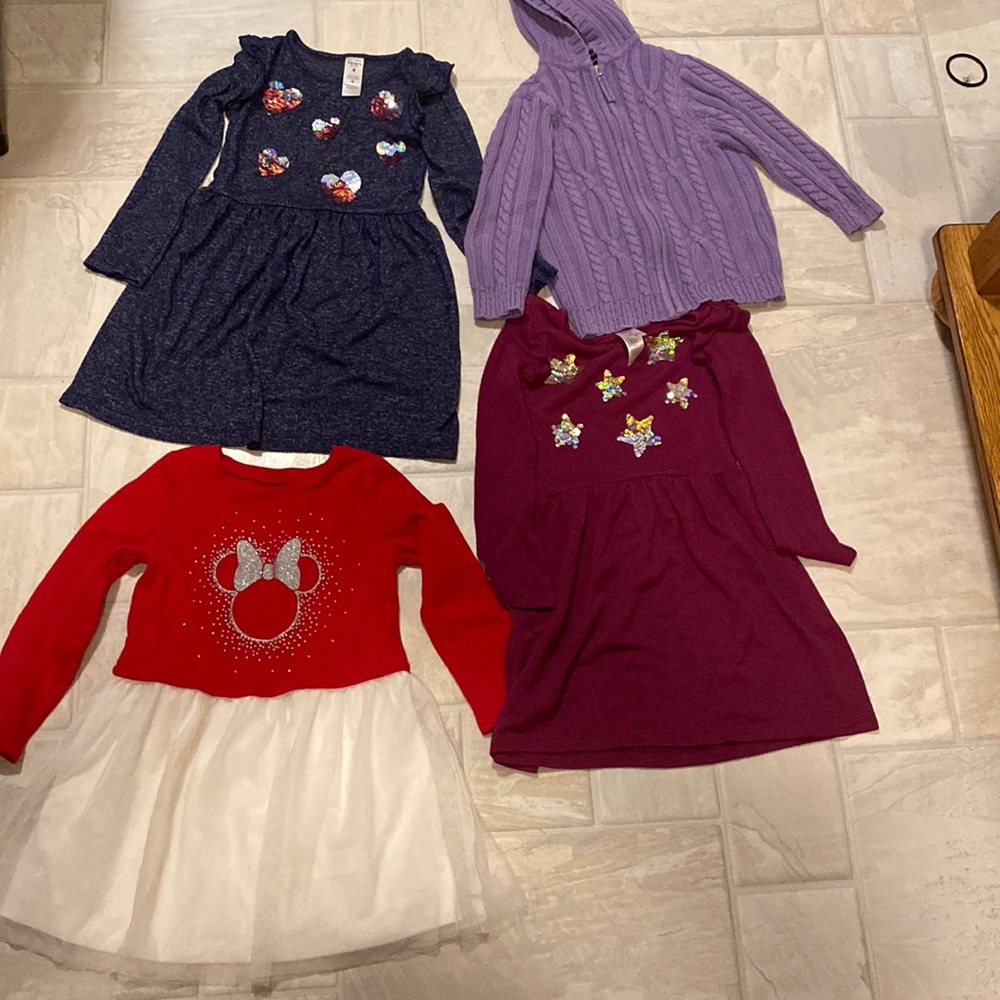 Girls size 4 (little girls) dresses and sweater